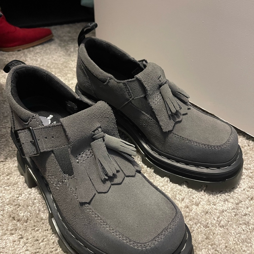Dr Martens Suede Platform Loafers with Tassels